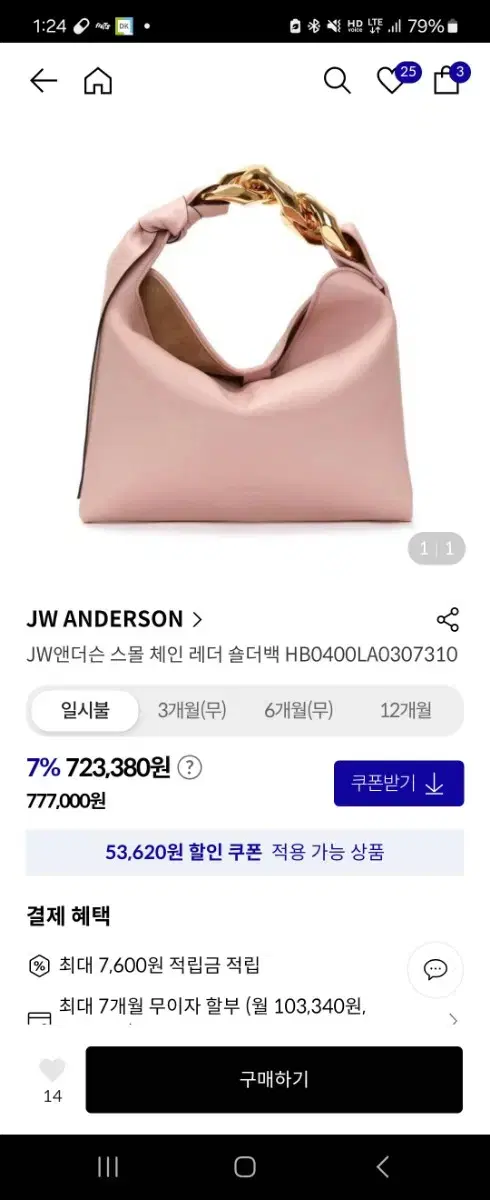 jw앤더슨 스몰 체인 레더 숄더백